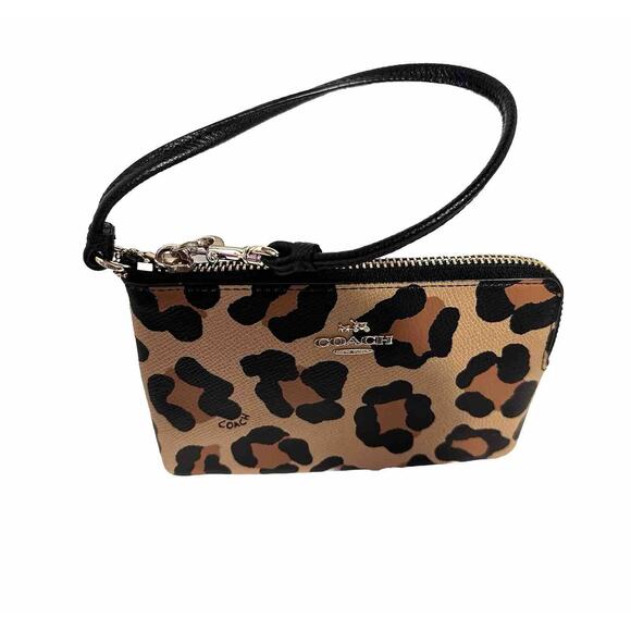 Coach Crossgrain Ocelot Animal Print Wristlet, Black, Tan, Beige, Sz: OS, 41-02 - Picture 3 of 7